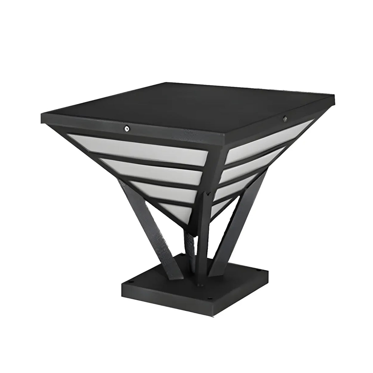 Modern Chic Black Triangle Metal Outdoor Post Light Image - 9