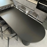 Modern Chic Gray Oval Metal Wood Bistro Bar Table Image - 8