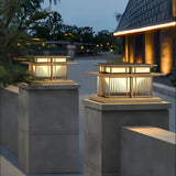 Modern Chic Solar Square Metal Outdoor LED Pillar Lamp Image - 1