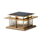 Modern Chic Solar Square Metal Outdoor LED Pillar Lamp Image - 3