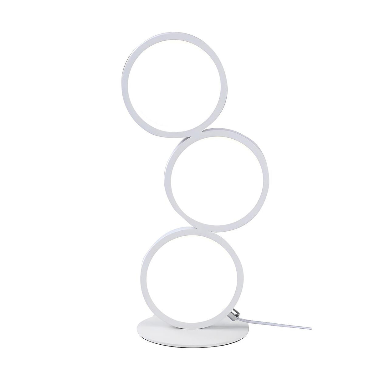 Modern Chic Triple Circle LED Metal Frame Table Lamp Image - 5