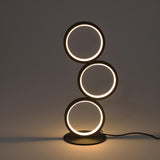 Modern Chic Triple Circle LED Metal Frame Table Lamp Image - 9