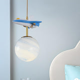 Modern Children Room Airplane Globe Pendant Light Image - 4