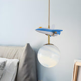 Modern Children Room Airplane Globe Pendant Light Image - 5