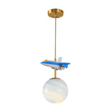 Modern Children Room Airplane Globe Pendant Light Image - 6