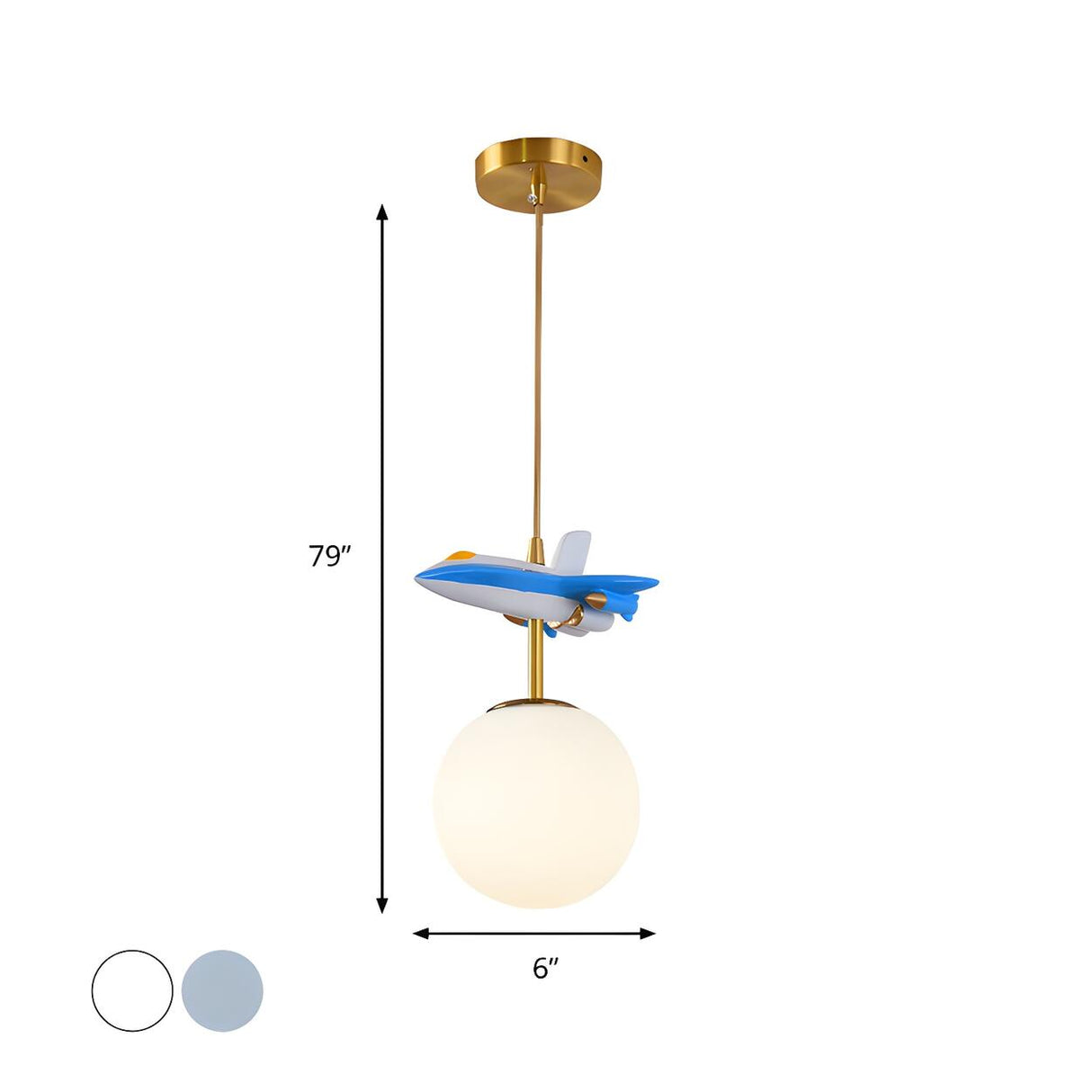 Modern Children Room Airplane Globe Pendant Light 