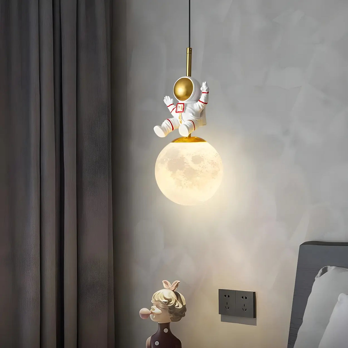 Modern Children Room Astronaut Planet Pendant Light Image - 7