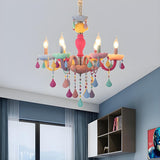 Modern Children Room Colorful Crystal Candle Chandelier Image - 1