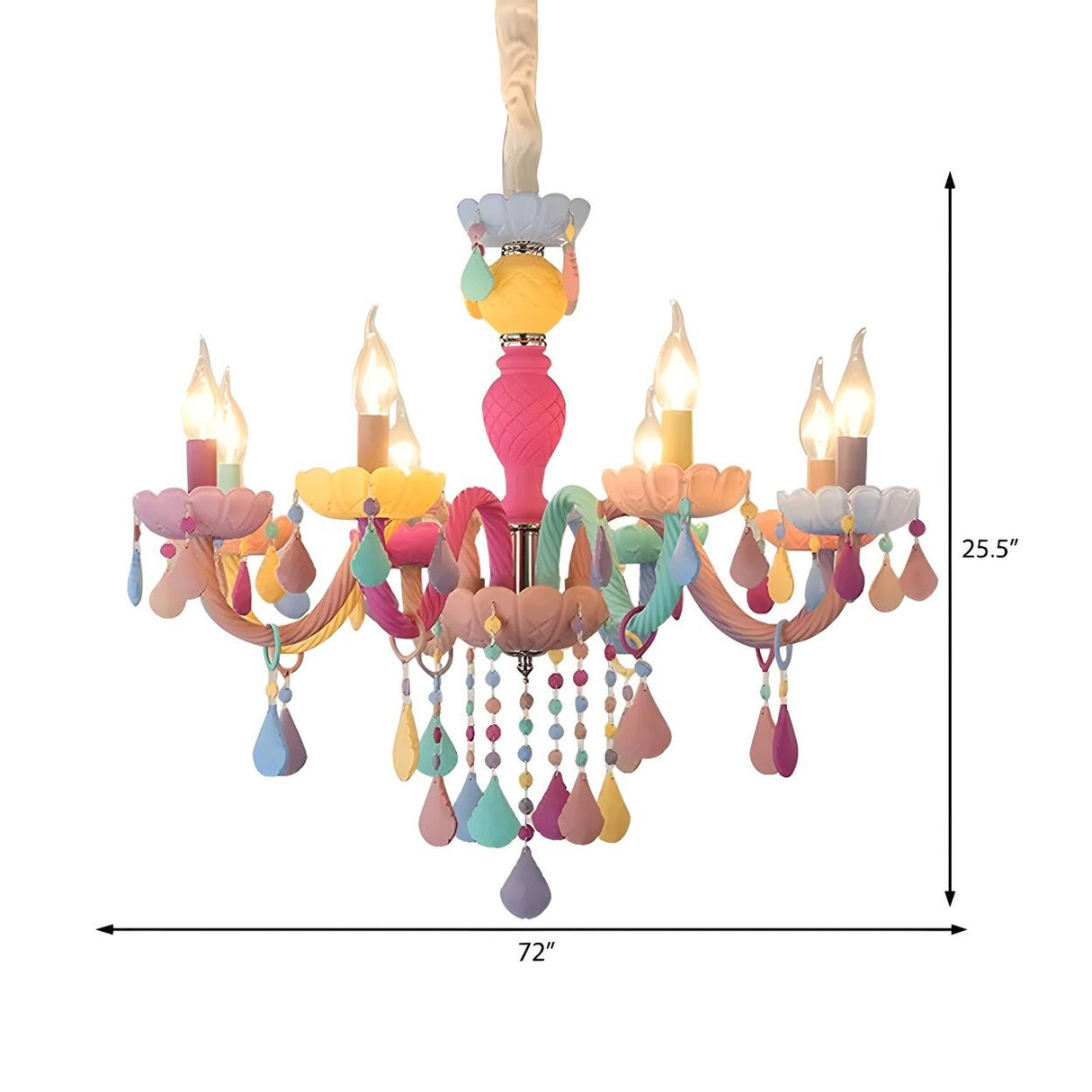 Modern Children Room Colorful Crystal Candle Chandelier 