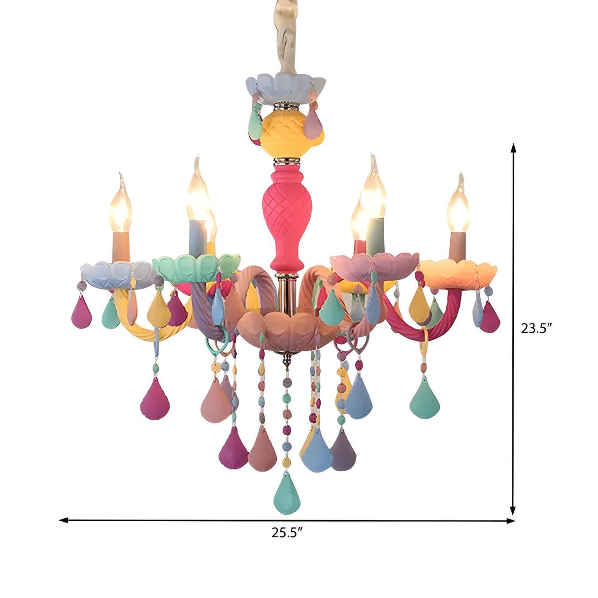 Modern Children Room Colorful Crystal Candle Chandelier Image - 11