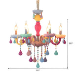 Modern Children Room Colorful Crystal Candle Chandelier Image - 11