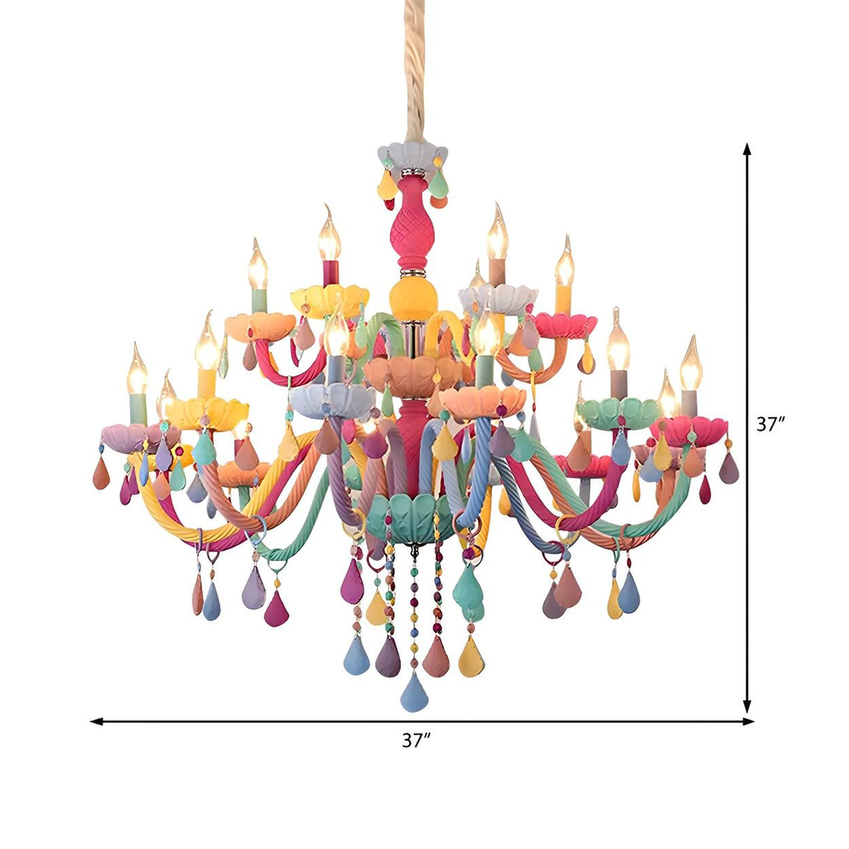 Modern Children Room Colorful Crystal Candle Chandelier Image - 12