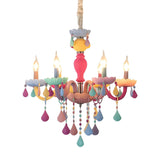 Modern Children Room Colorful Crystal Candle Chandelier Image - 3