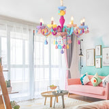 Modern Children Room Colorful Crystal Candle Chandelier Image - 4