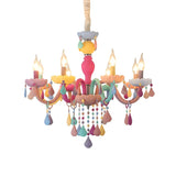 Modern Children Room Colorful Crystal Candle Chandelier Image - 6