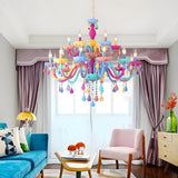 Modern Children Room Colorful Crystal Candle Chandelier Image - 7