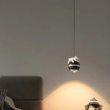 Modern Children Room White Bear Metal Globe Pendant Light Image - 2