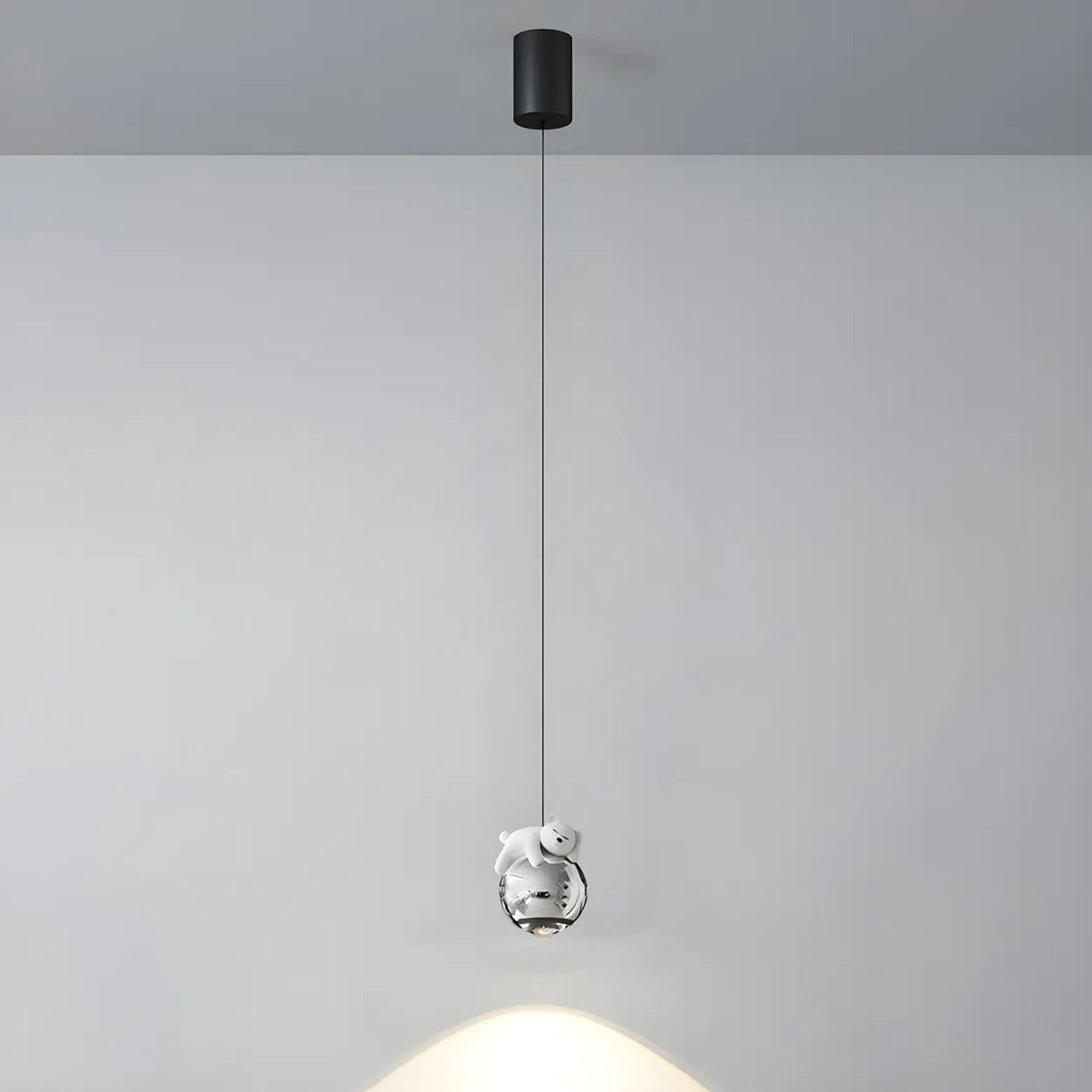 Modern Children Room White Bear Metal Globe Pendant Light Image - 6