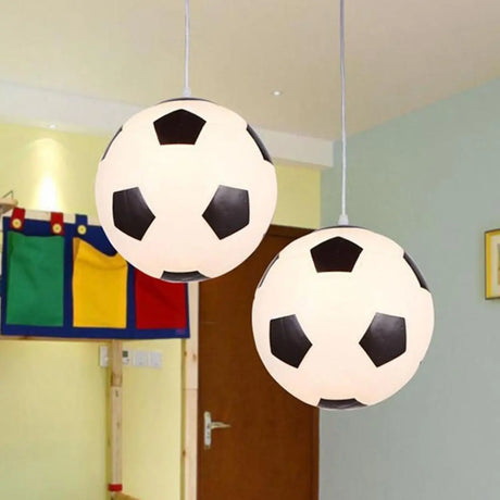 Modern Children Room White Glass Soccer Ball Pendant Light Image - 1