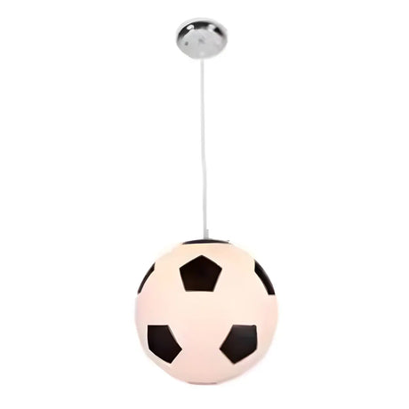 Modern Children Room White Glass Soccer Ball Pendant Light Image - 2