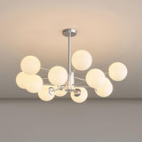 Modern Chrome 8-Light Globe Chandelier Adjustable Height Image - 10