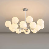 Modern Chrome 8-Light Globe Chandelier Adjustable Height Image - 11