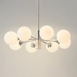 Modern Chrome 8-Light Globe Chandelier Adjustable Height Image - 12