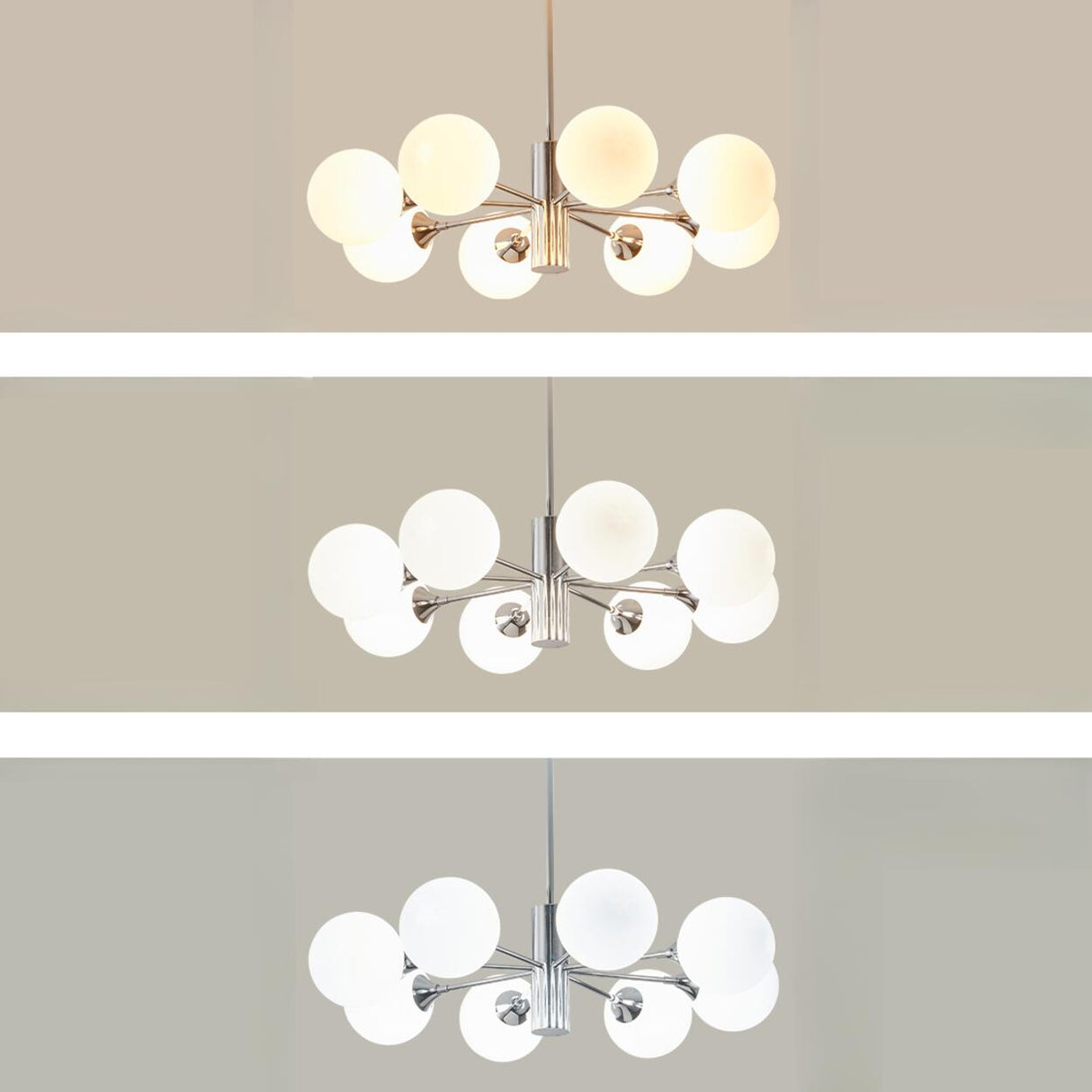 Modern Chrome 8-Light Globe Chandelier Adjustable Height Image - 13