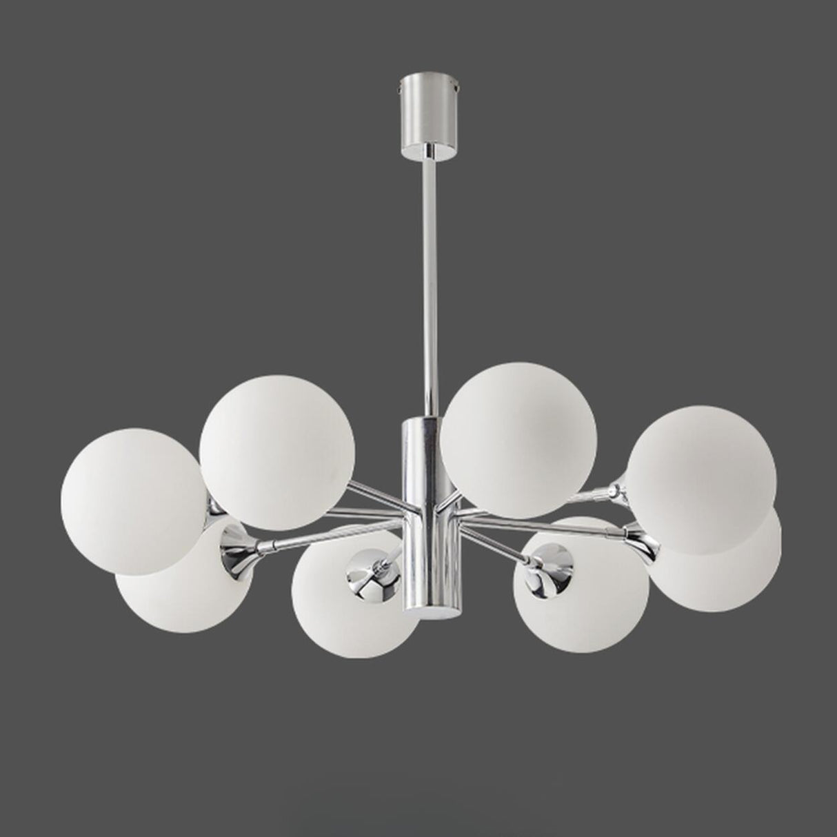 Modern Chrome 8-Light Globe Chandelier Adjustable Height Image - 15