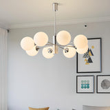 Modern Chrome 8-Light Globe Chandelier Adjustable Height Image - 3