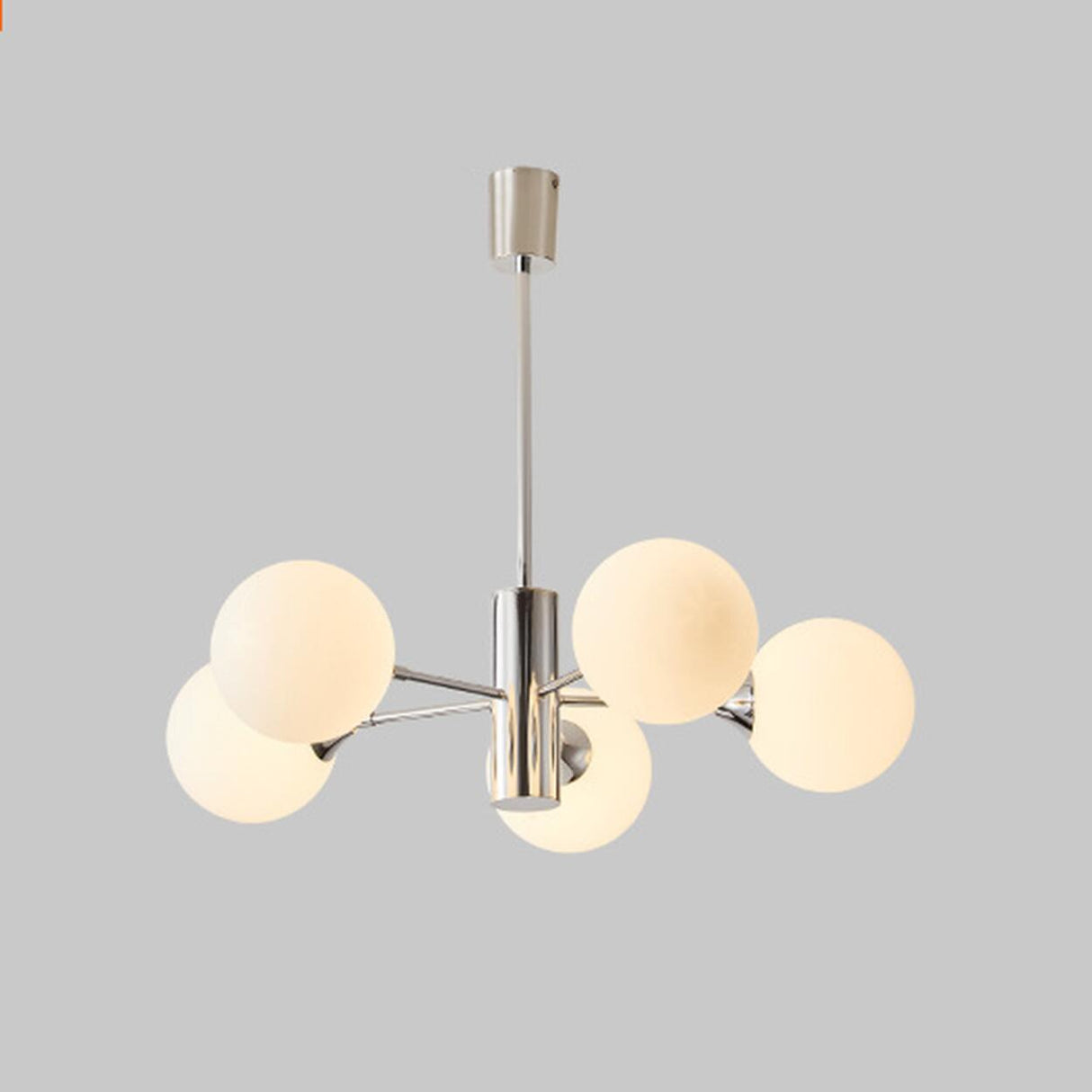 Modern Chrome 8-Light Globe Chandelier Adjustable Height Image - 6