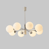 Modern Chrome 8-Light Globe Chandelier Adjustable Height Image - 7