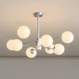 Modern Chrome 8-Light Globe Chandelier Adjustable Height Image - 9