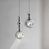 Modern Chrome Ball Glass Pendant Light Flexible Length Image - 1