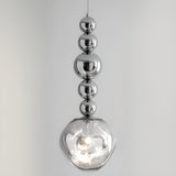 Modern Chrome Ball Glass Pendant Light Flexible Length Image - 10