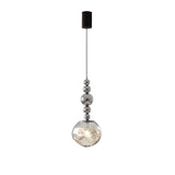 Modern Chrome Ball Glass Pendant Light Flexible Length Image - 11