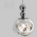 Modern Chrome Ball Glass Pendant Light Flexible Length Image - 12