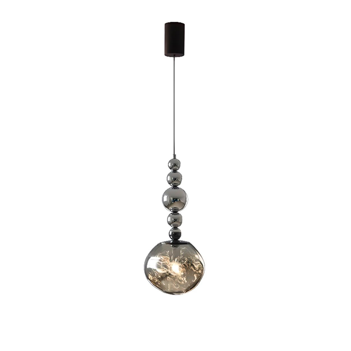 Modern Chrome Ball Glass Pendant Light Flexible Length Image - 15