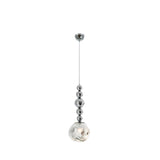 Modern Chrome Ball Glass Pendant Light Flexible Length Image - 3