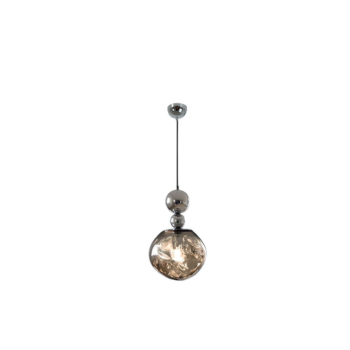 Modern Chrome Ball Glass Pendant Light Flexible Length Image - 5