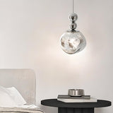 Modern Chrome Ball Glass Pendant Light Flexible Length Image - 8