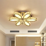 Modern Chrome Blossom Crystal LED Flush Mount Light Image - 2