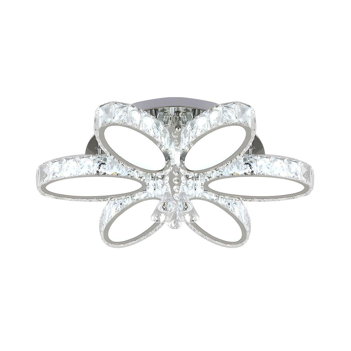 Modern Chrome Blossom Crystal LED Flush Mount Light Image - 3