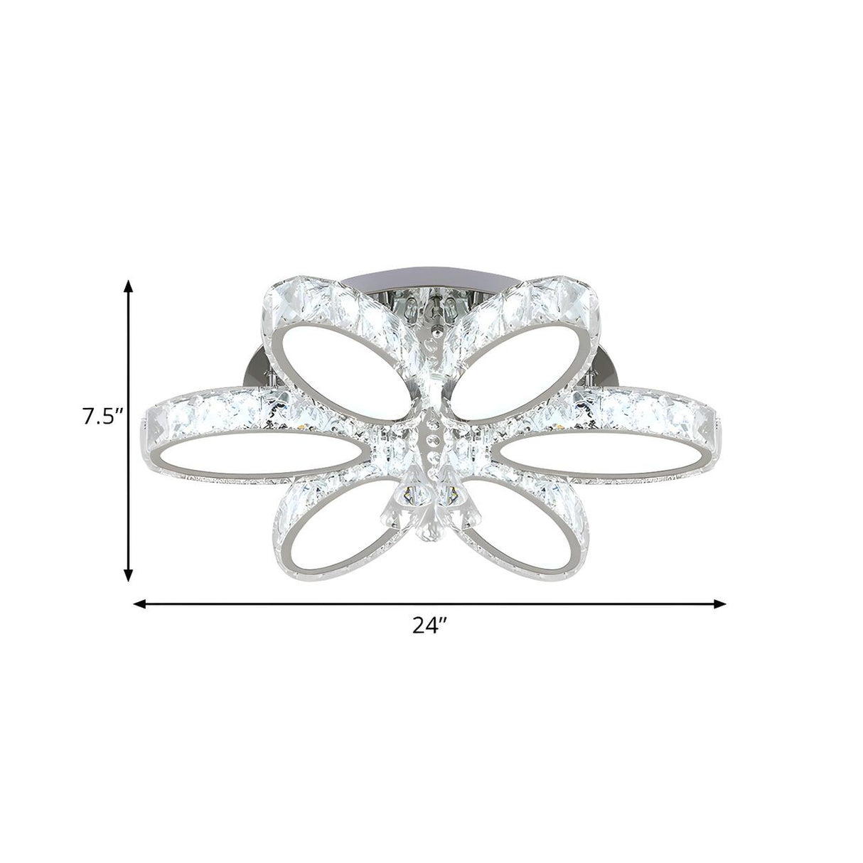 Modern Chrome Blossom Crystal LED Flush Mount Light Image - 4