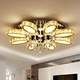 Modern Chrome Blossom Crystal LED Flush Mount Light Image - 5