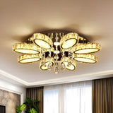 Modern Chrome Blossom Crystal LED Flush Mount Light Image - 7