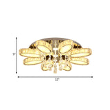 Modern Chrome Blossom Crystal LED Flush Mount Light Image - 9