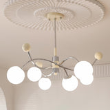 Modern Chrome Branch White Glass Globe Chandelier Image - 2