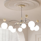 Modern Chrome Branch White Glass Globe Chandelier Image - 3