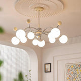 Modern Chrome Branch White Glass Globe Chandelier Image - 4